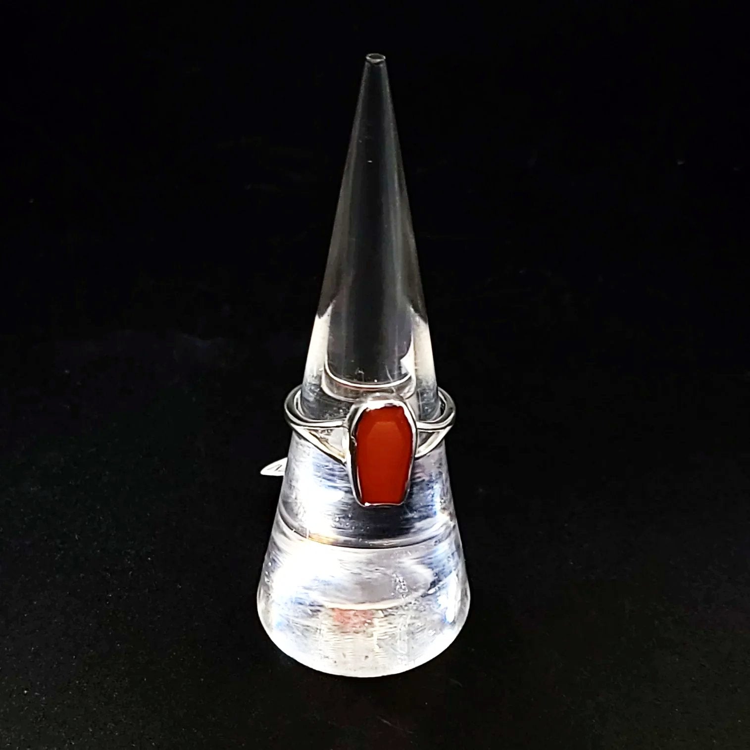 Carnelian Coffin Ring Sterling Silver Size 7 - Elevated Metaphysical