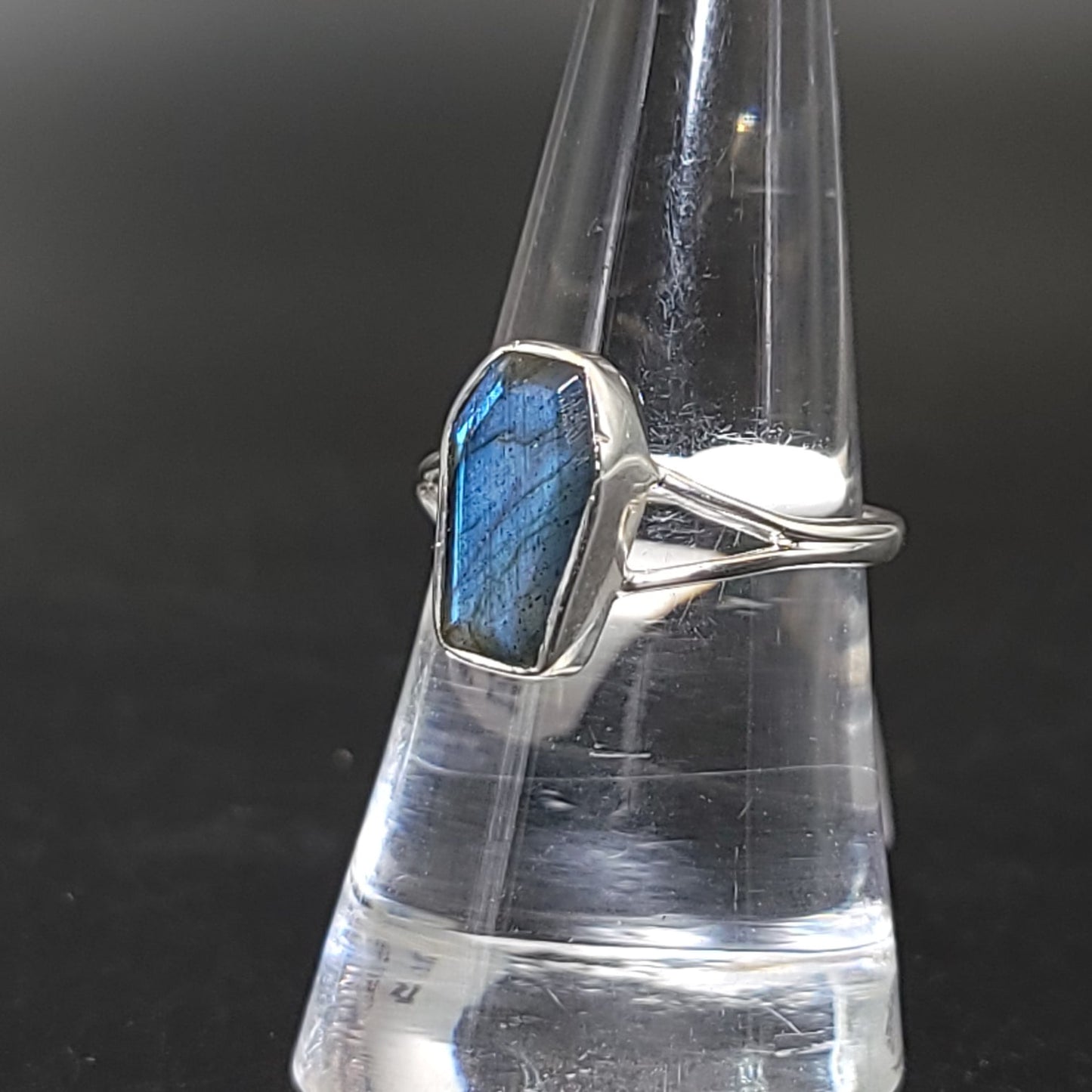 Labradorite Coffin Ring Sterling Silver Size 8 - Elevated Metaphysical