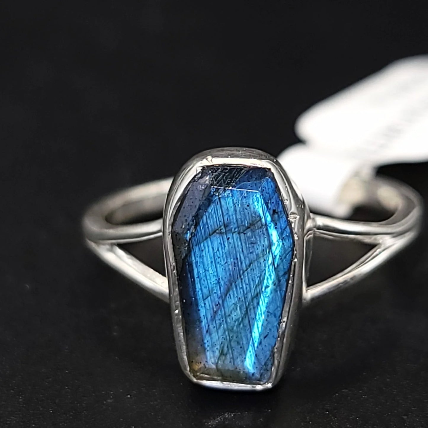 Labradorite Coffin Ring Sterling Silver Size 8 - Elevated Metaphysical