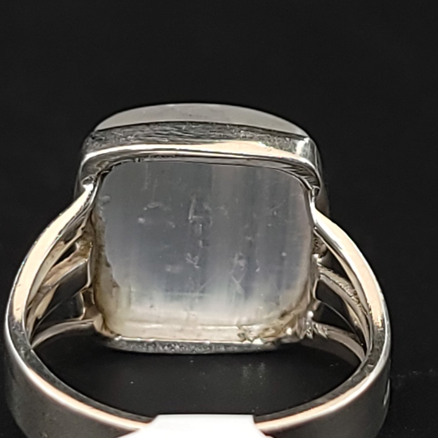 Selenite Ring Square Sterling Silver Size 8 - Elevated Metaphysical