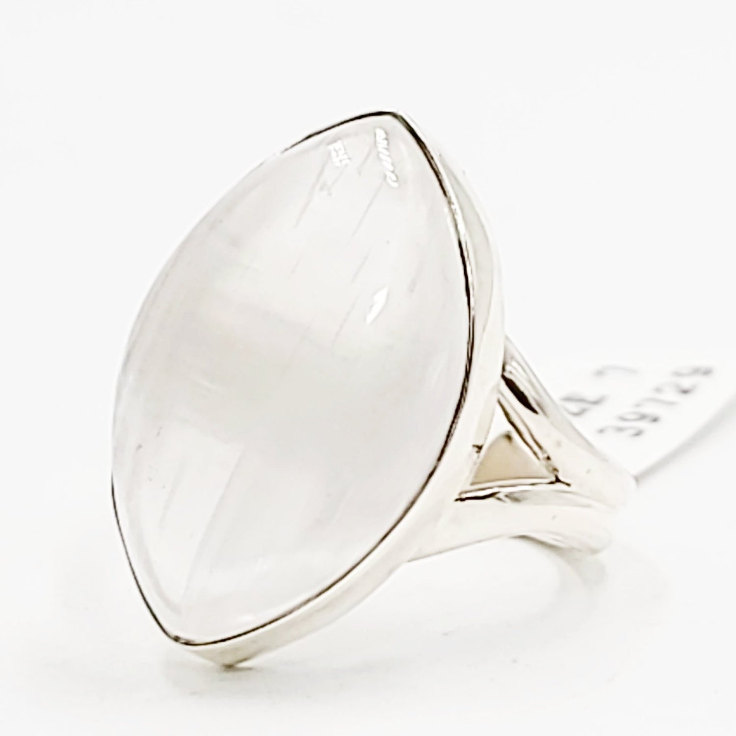 Selenite Eye Ring Sterling Silver Size 7 - Elevated Metaphysical