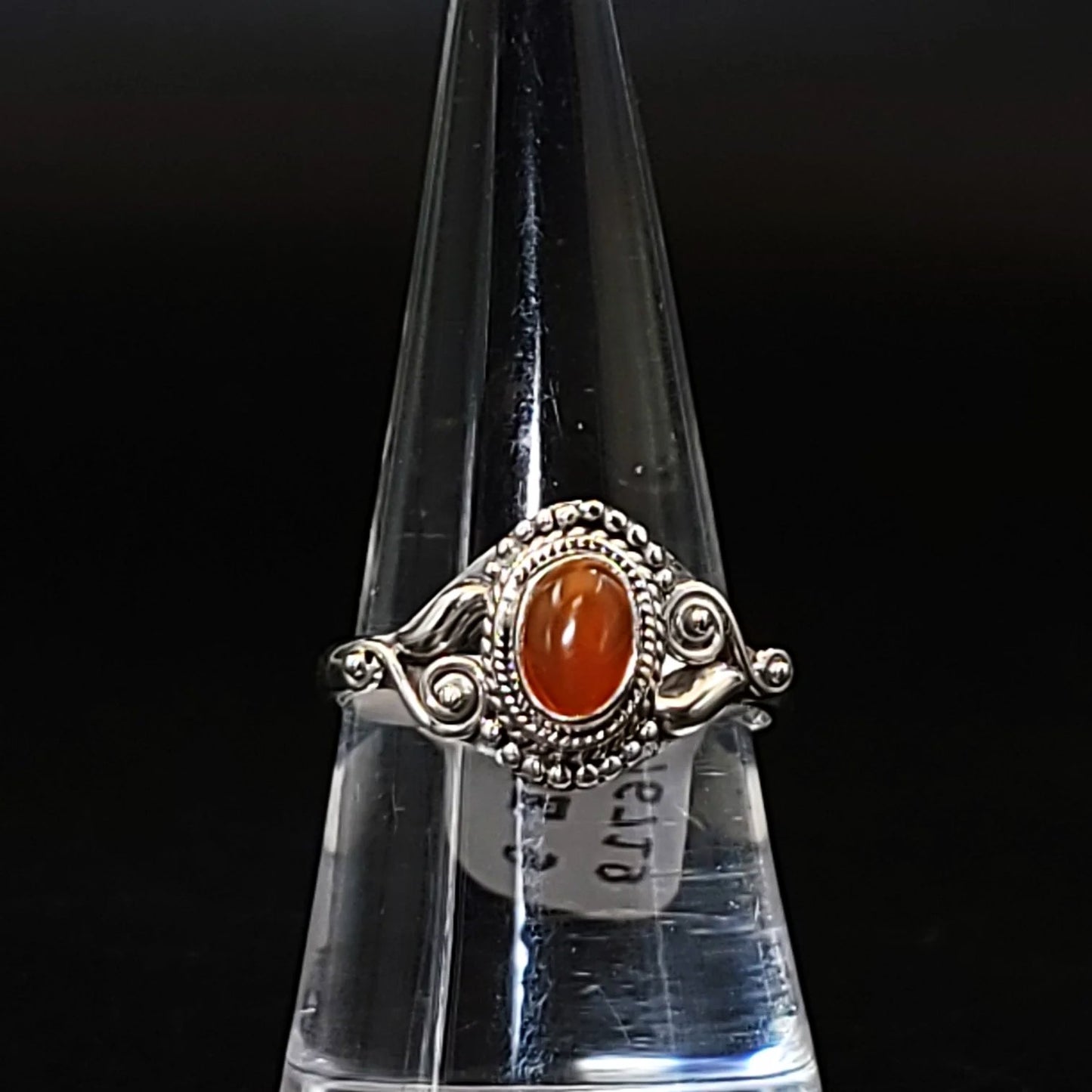 Carnelian Ring "Dahlia" Sterling Silver Size 9