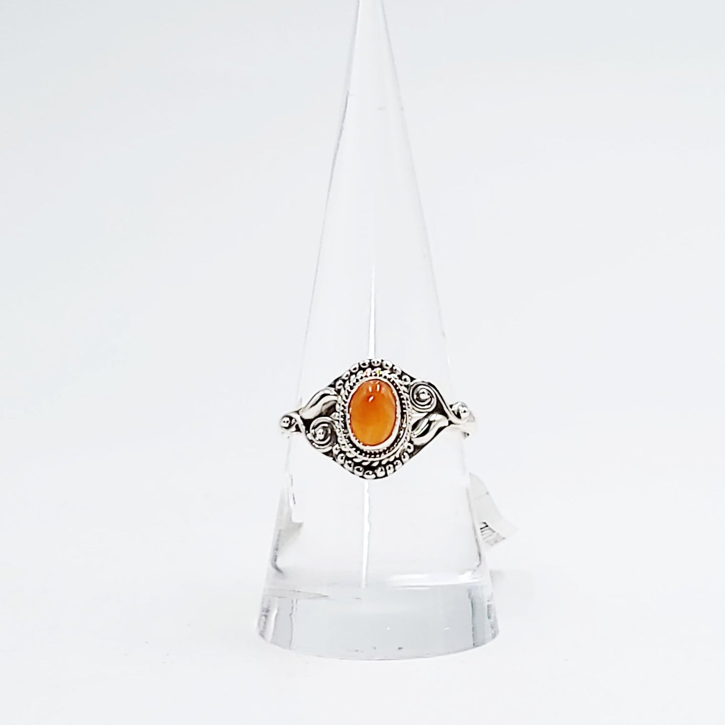 Carnelian Ring "Dahlia" Sterling Silver Size 9