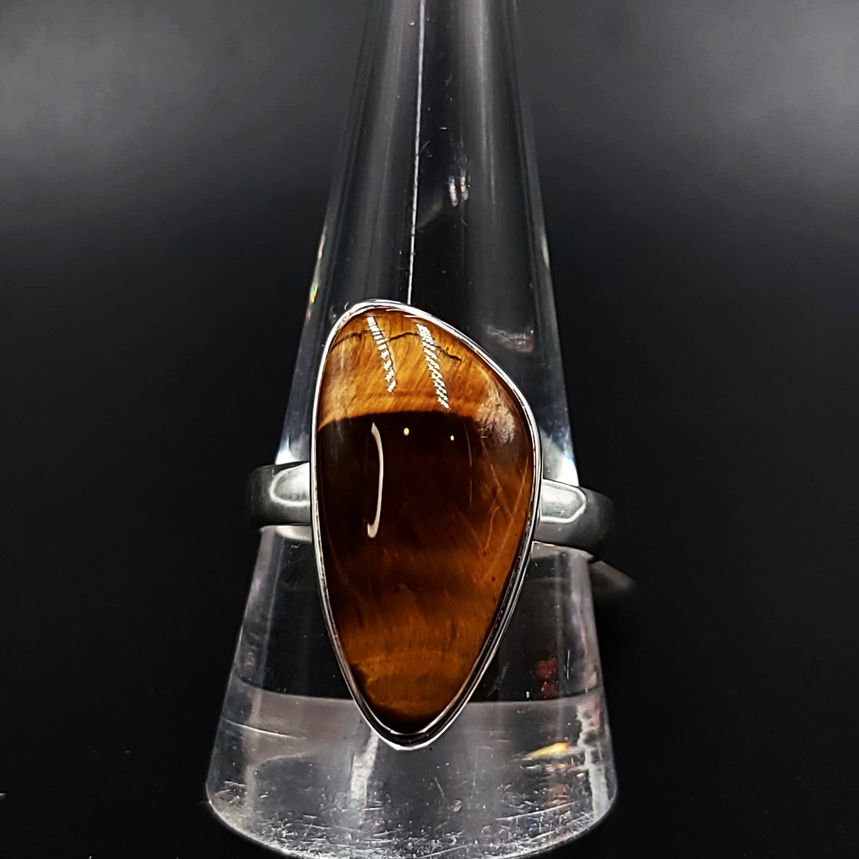 Tiger Eye Free Form Ring Sterling Silver HQ - Elevated Metaphysical