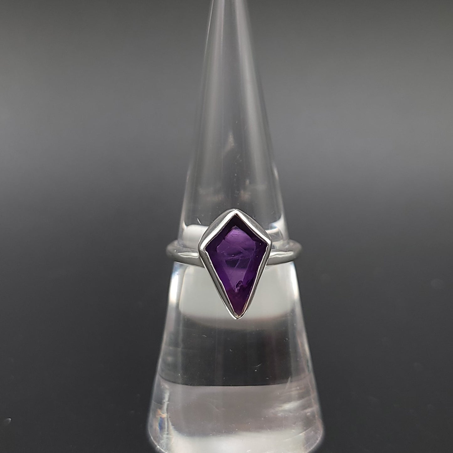 Amethyst Shield Ring Sterling Silver Size 7 - Elevated Metaphysical