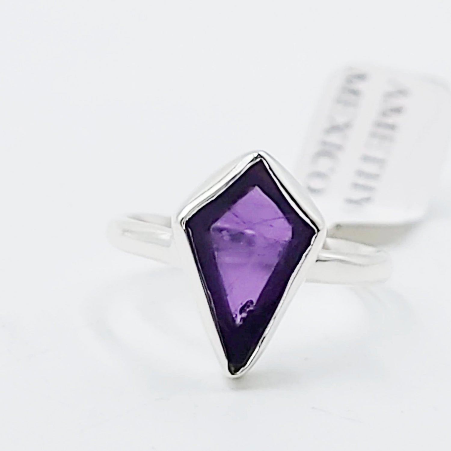Amethyst Shield Ring Sterling Silver Size 7 - Elevated Metaphysical