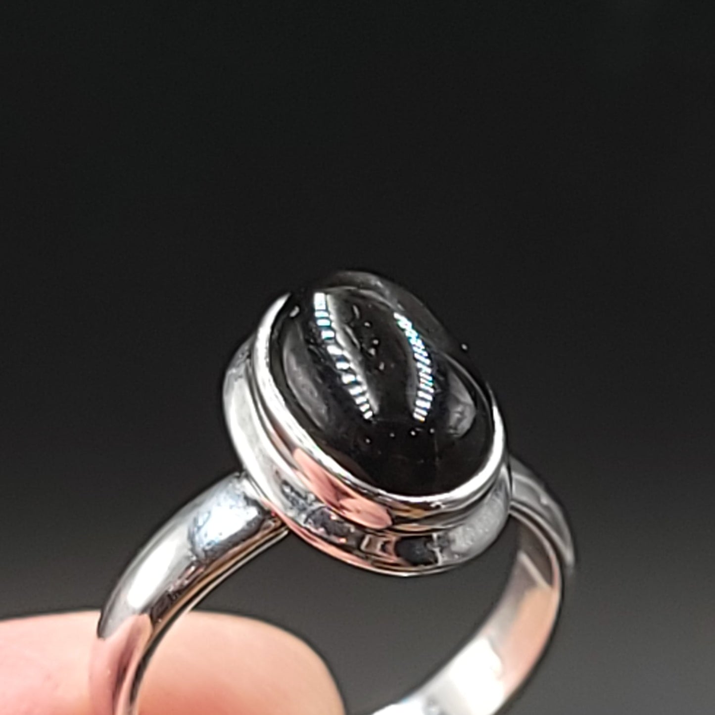 Black Star Onyx Ring Sterling Silver Size 8