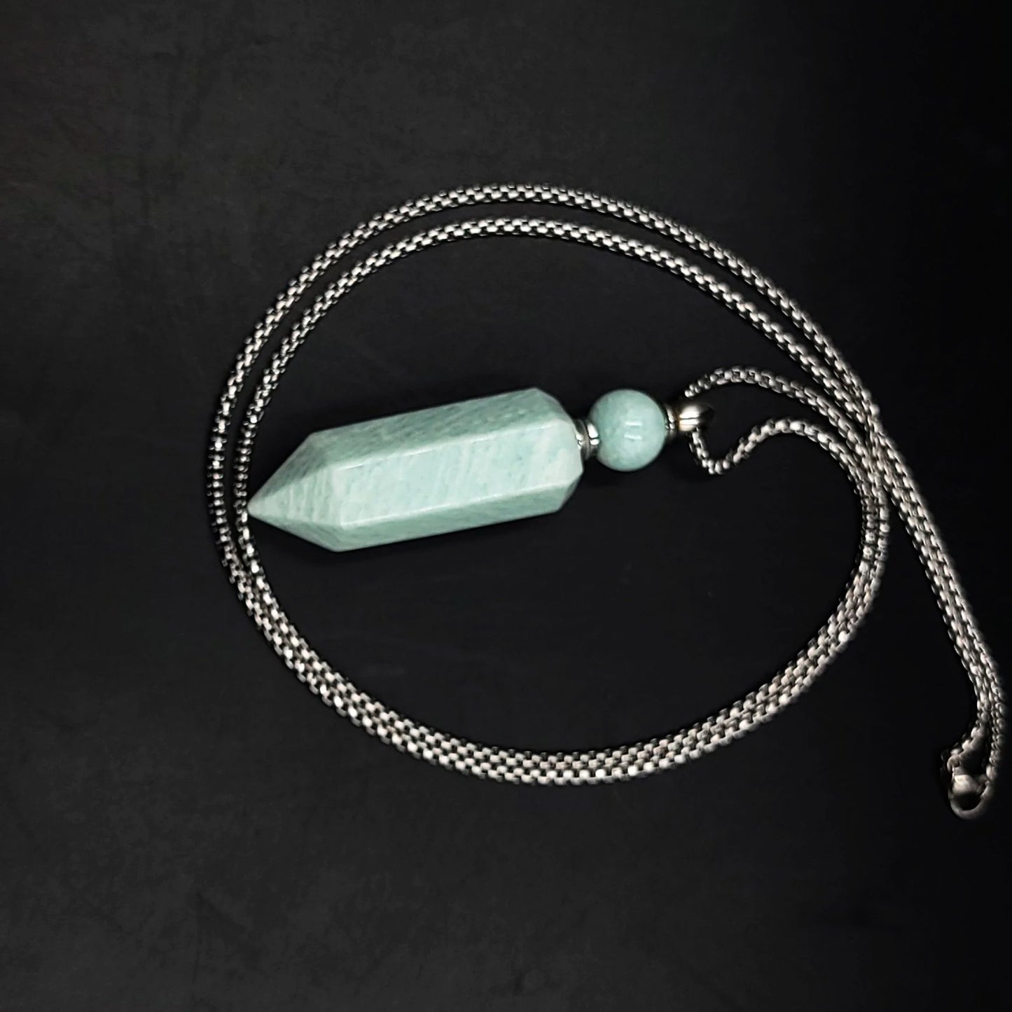 Amazonite Bottle Pendant Necklace Holder Perfume Oils Incense Ashes - Elevated Metaphysical