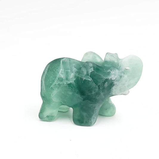 Green Fluorite Elephant Figurine 3" 77mm