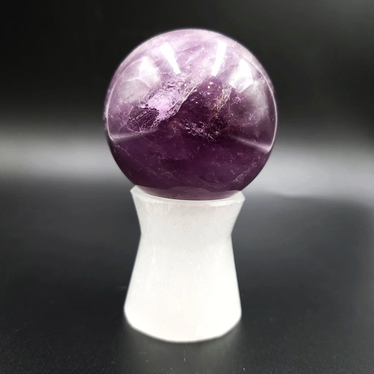 Selenite Hourglass Sphere Stand - Elevated Metaphysical