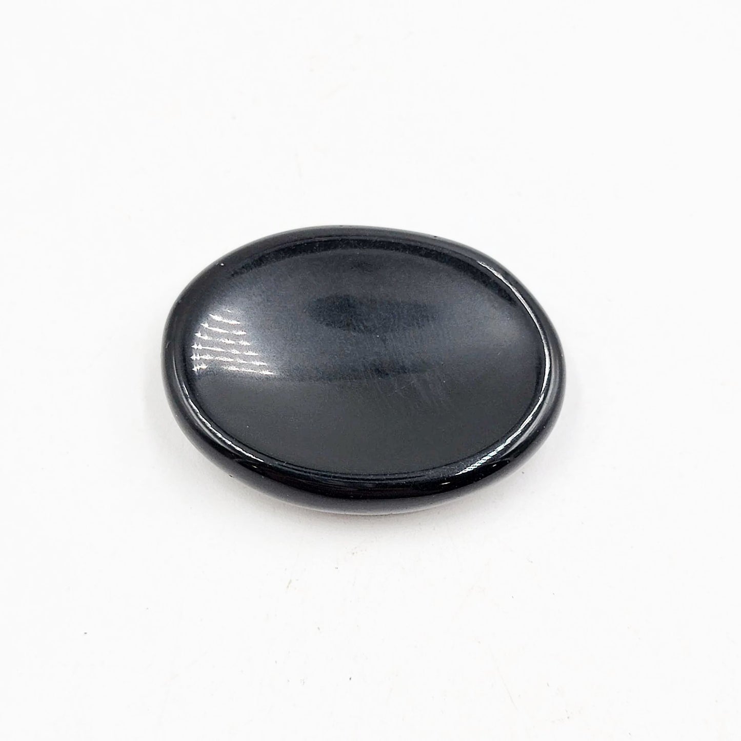 Black Obsidian Worry Stone Smooth Stone - Elevated Metaphysical