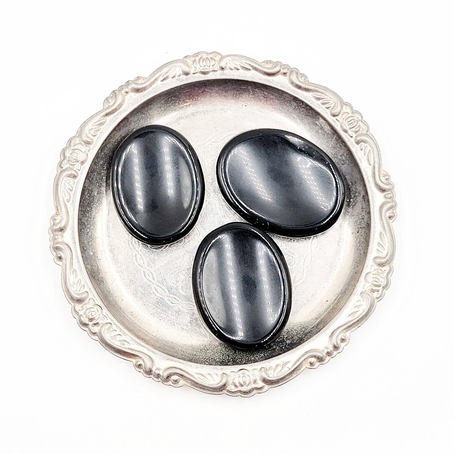 Black Obsidian Worry Stone Smooth Stone - Elevated Metaphysical