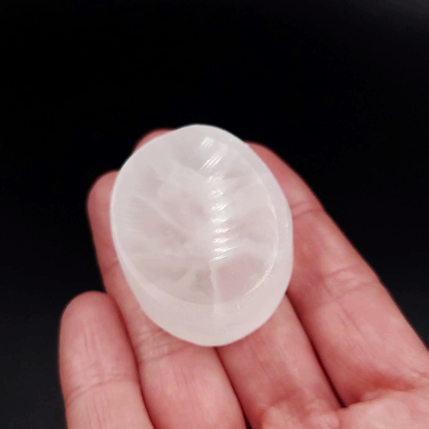 Selenite Worry Stone Smooth Stone Palm Stone - Elevated Metaphysical