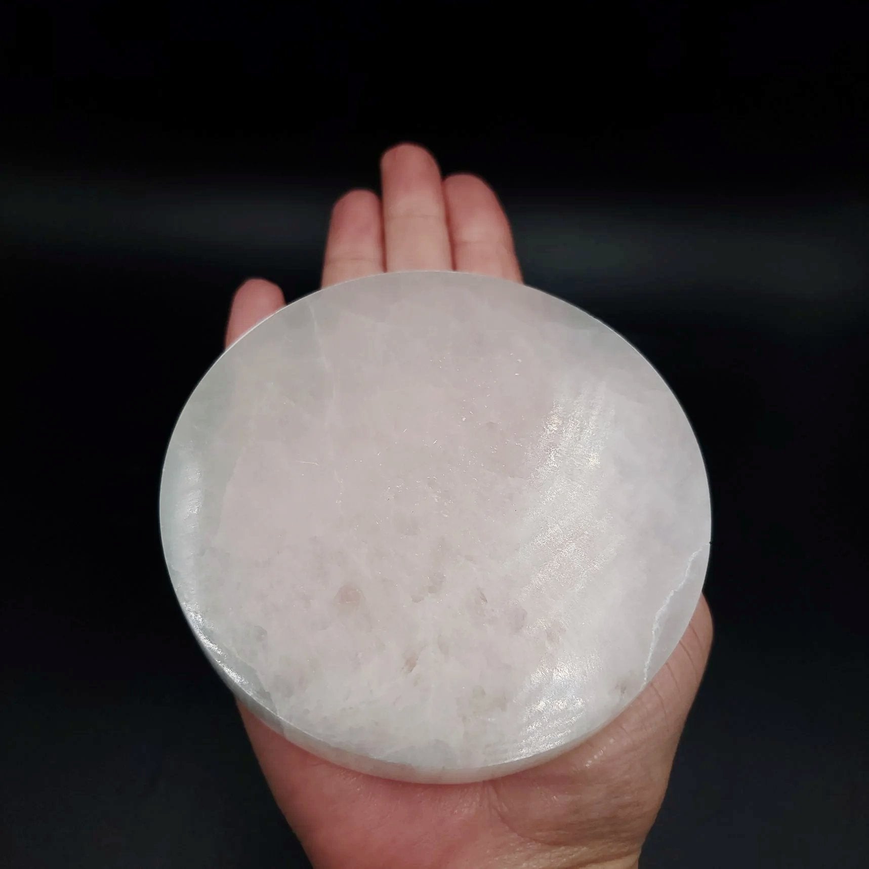 Selenite Plate Round Generator Plate 4" 10cm - Elevated Metaphysical