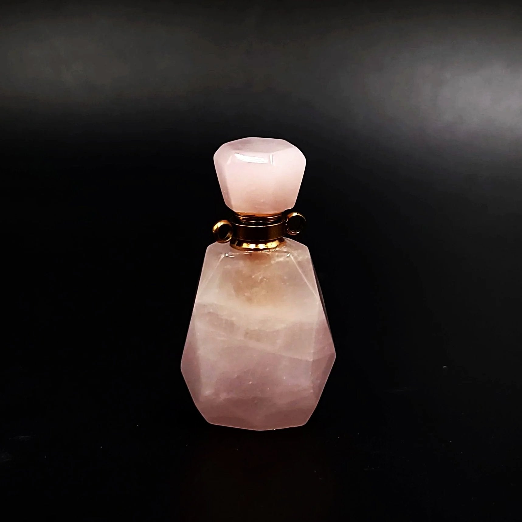 Rose Quartz Bottle Pendant Sacred Geometry Holder Perfume Oils Incense Ashes - Elevated Metaphysical