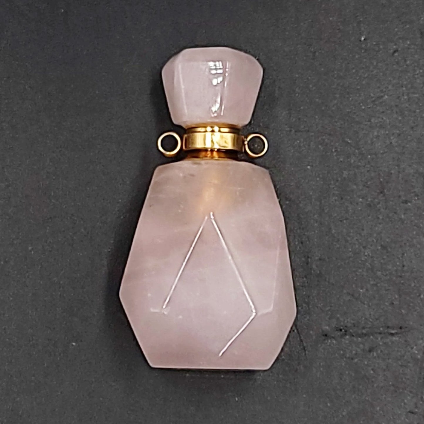 Rose Quartz Bottle Pendant Sacred Geometry Holder Perfume Oils Incense Ashes - Elevated Metaphysical