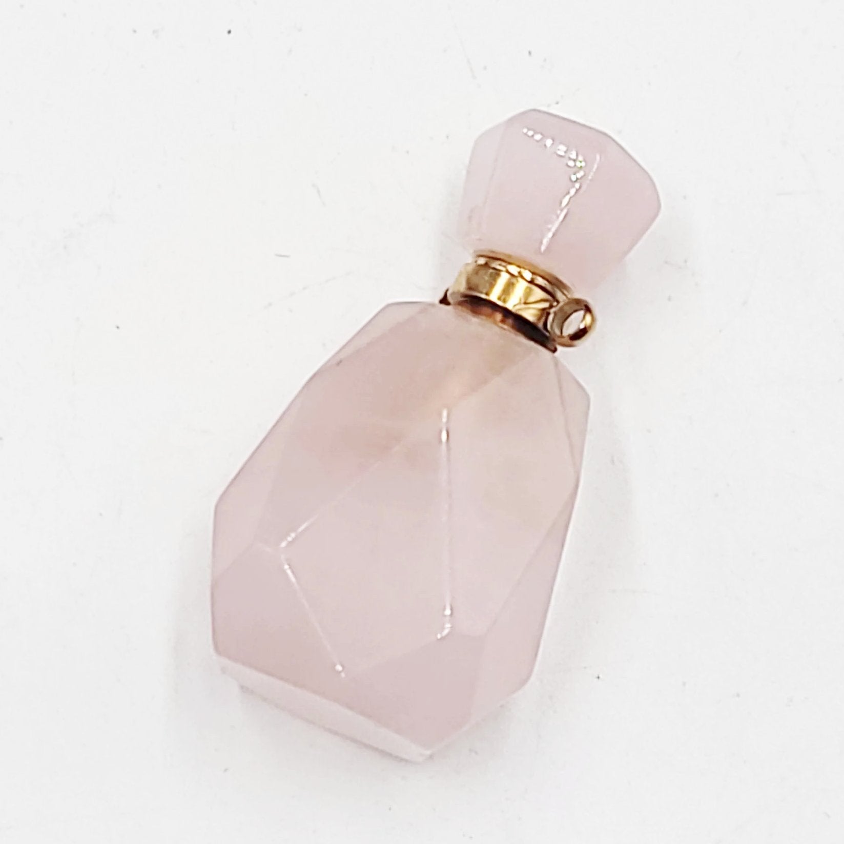 Rose Quartz Bottle Pendant Sacred Geometry Holder Perfume Oils Incense Ashes - Elevated Metaphysical