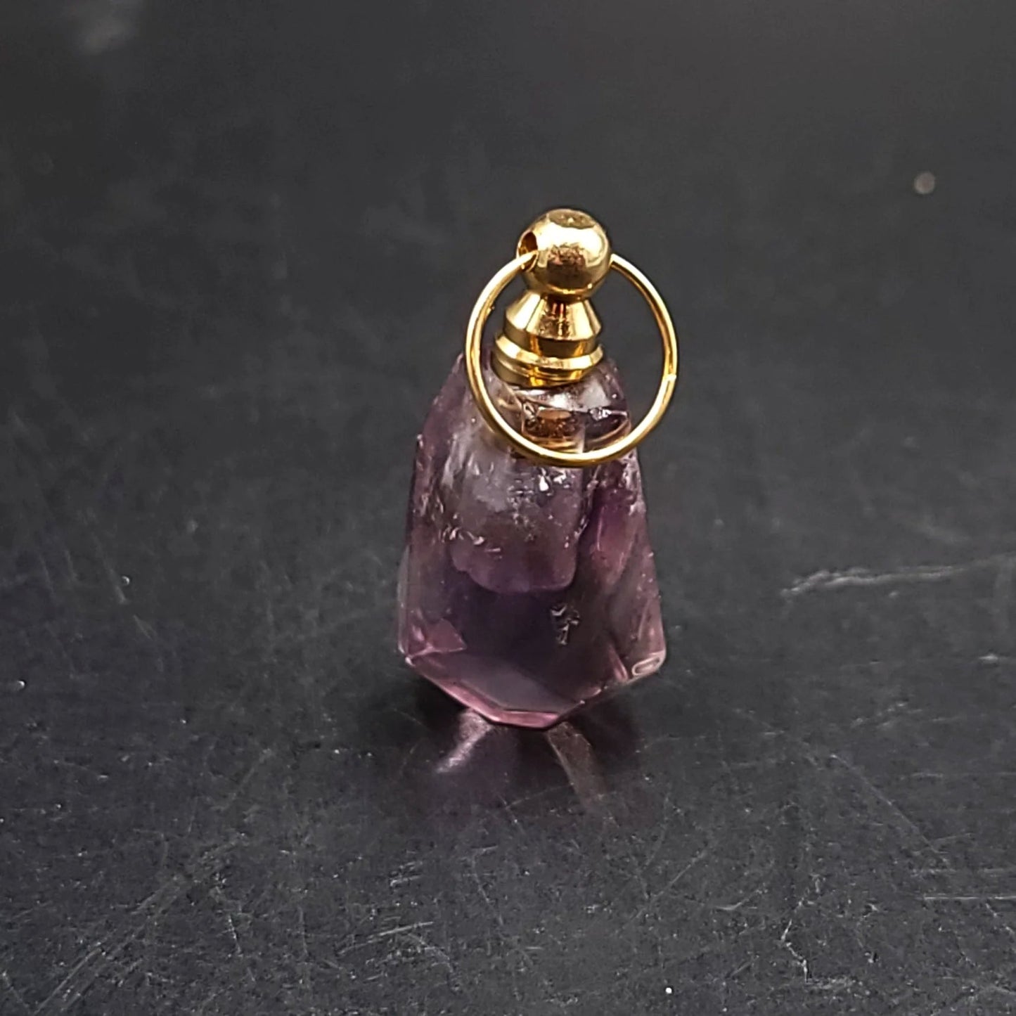 Amethyst Bottle Pendant Sacred Geometry Holder Perfume Oils Incense Ashes - Elevated Metaphysical