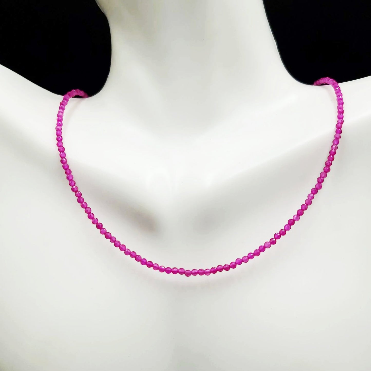 Ruby Necklace 2mm Bead Neck Chain