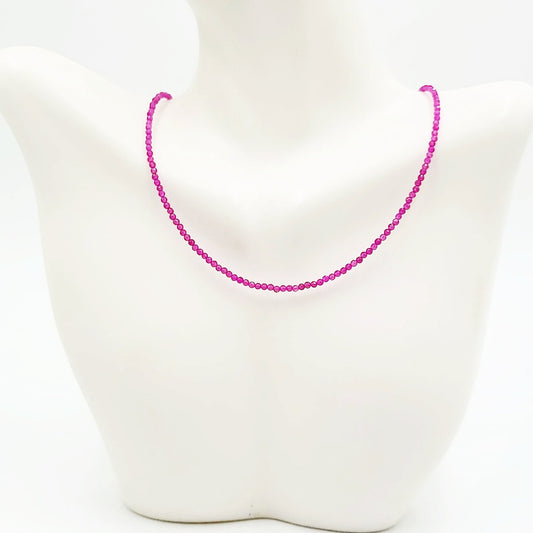 Ruby Necklace 2mm Bead Neck Chain