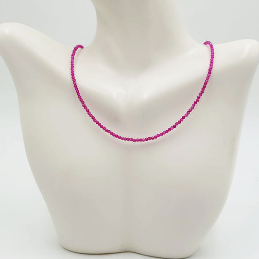 Ruby Necklace 2mm Bead Neck Chain