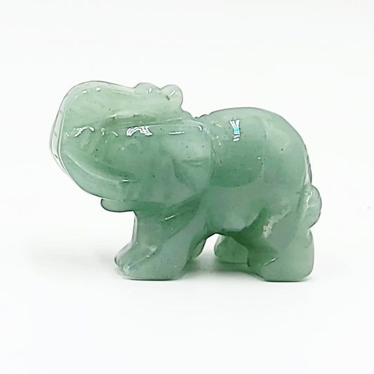 Green Aventurine Elephant Figurine 2" 50mm - Elevated Metaphysical