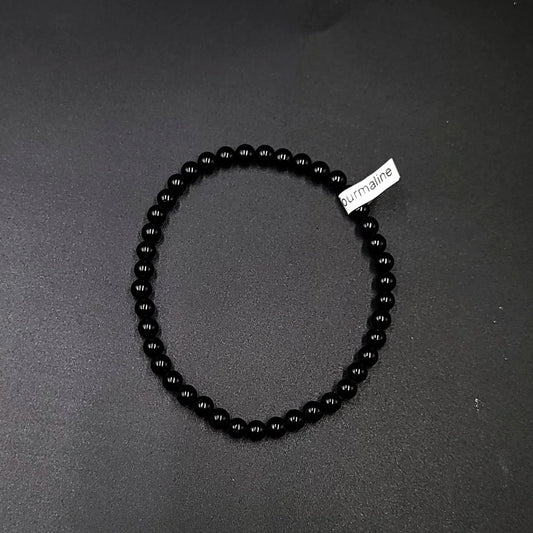 Black Tourmaline Bead Bracelet 4mm