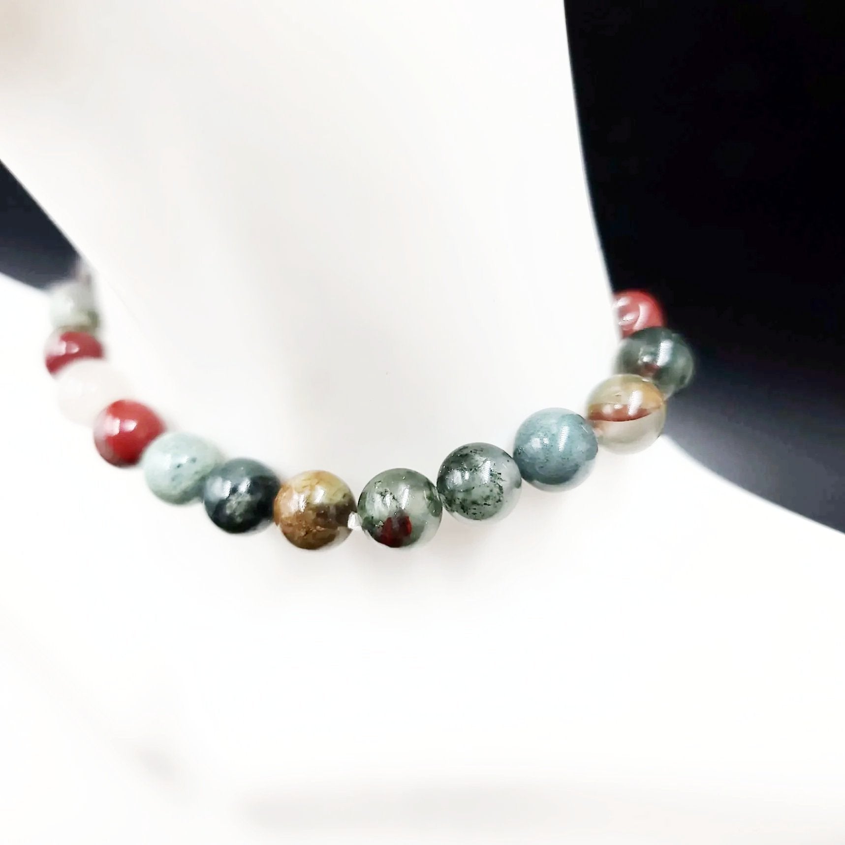 African Bloodstone Bead Bracelet 8mm - Elevated Metaphysical