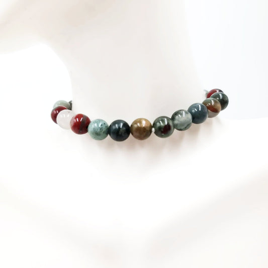 African Bloodstone Bead Bracelet 8mm - Elevated Metaphysical