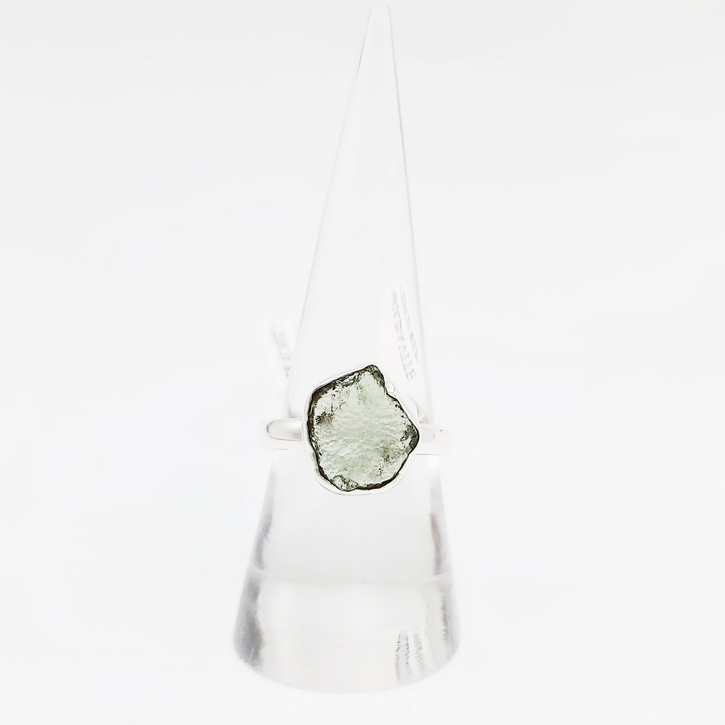 Moldavite Ring Sterling Silver Band Rough Natural Size 9