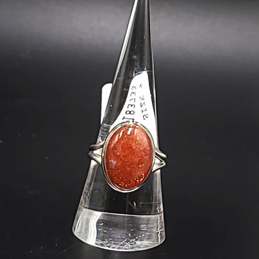 Sunstone Ring Sterling Silver Band Size 9