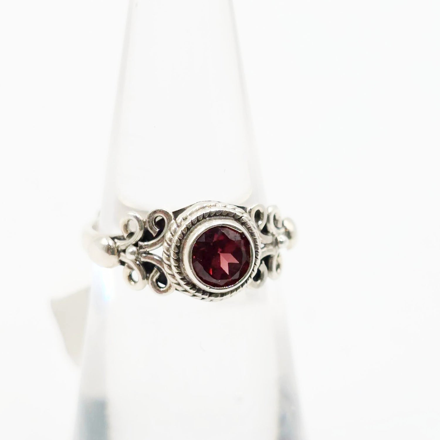 Garnet Ring Sterling Silver "Eden" Size 4 - Elevated Metaphysical