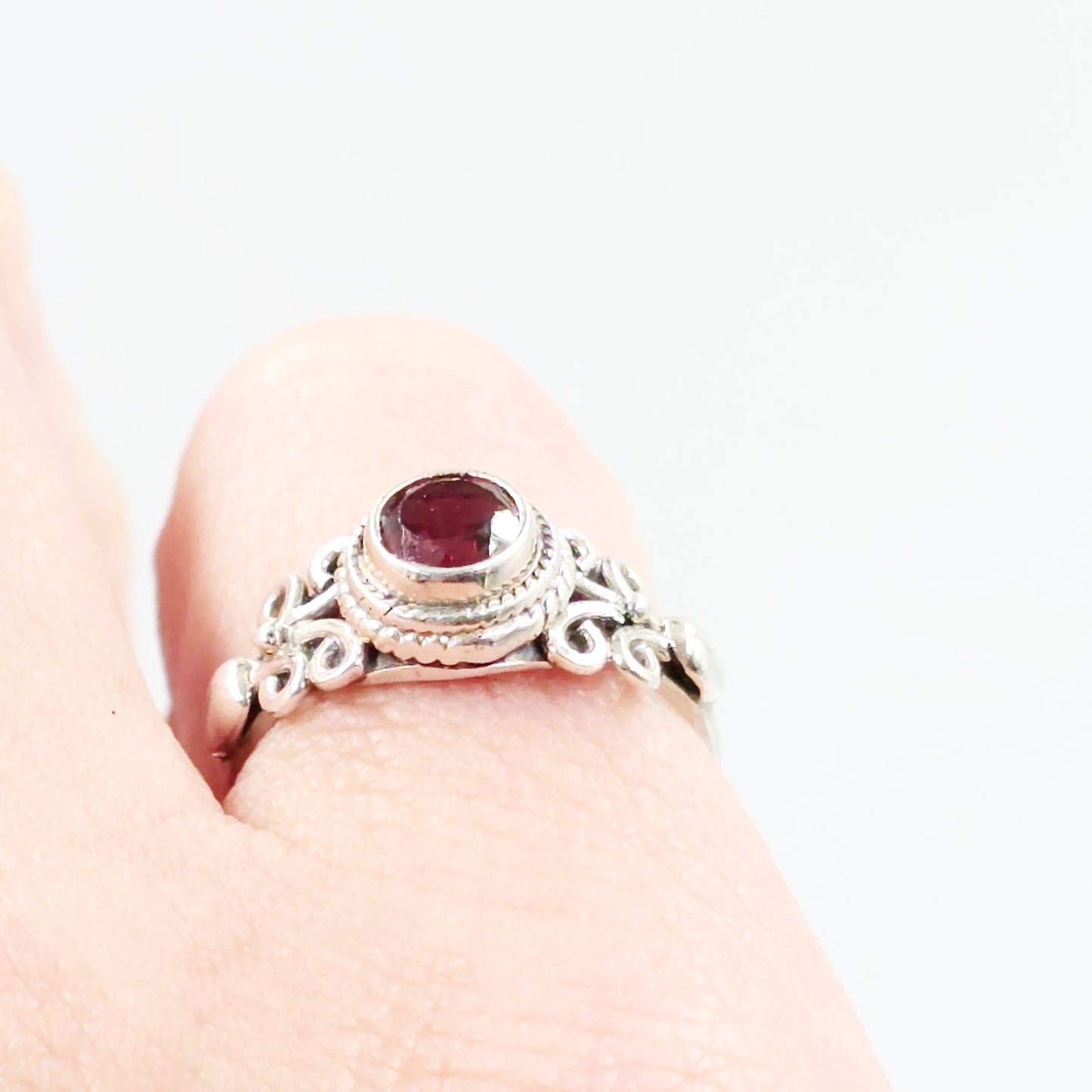 Garnet Ring Sterling Silver "Eden" Size 4 - Elevated Metaphysical