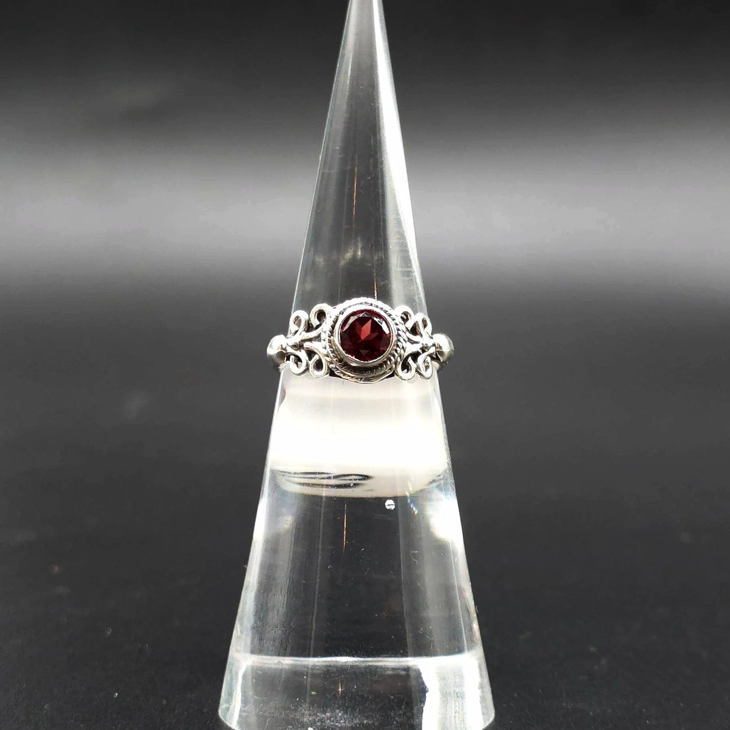 Garnet Ring Sterling Silver "Eden" Size 4 - Elevated Metaphysical