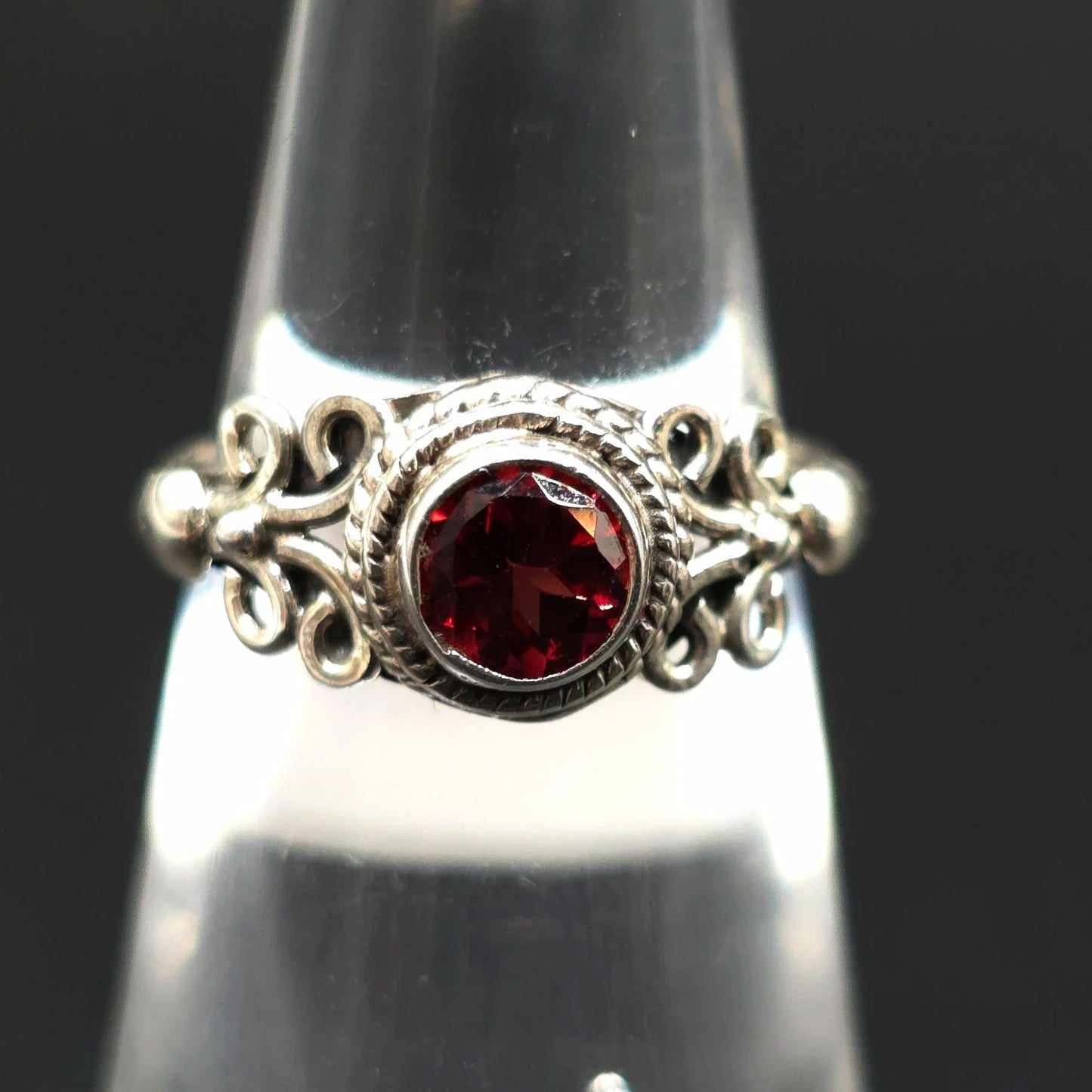 Garnet Ring Sterling Silver "Eden" Size 4 - Elevated Metaphysical