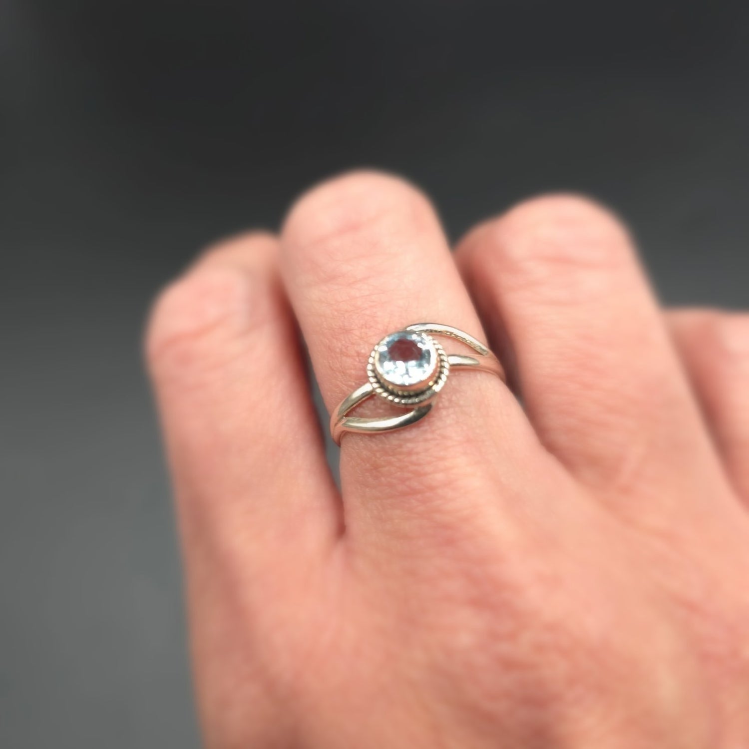 Blue Topaz Infinity Ring Sterling Silver Size 7 - Elevated Metaphysical