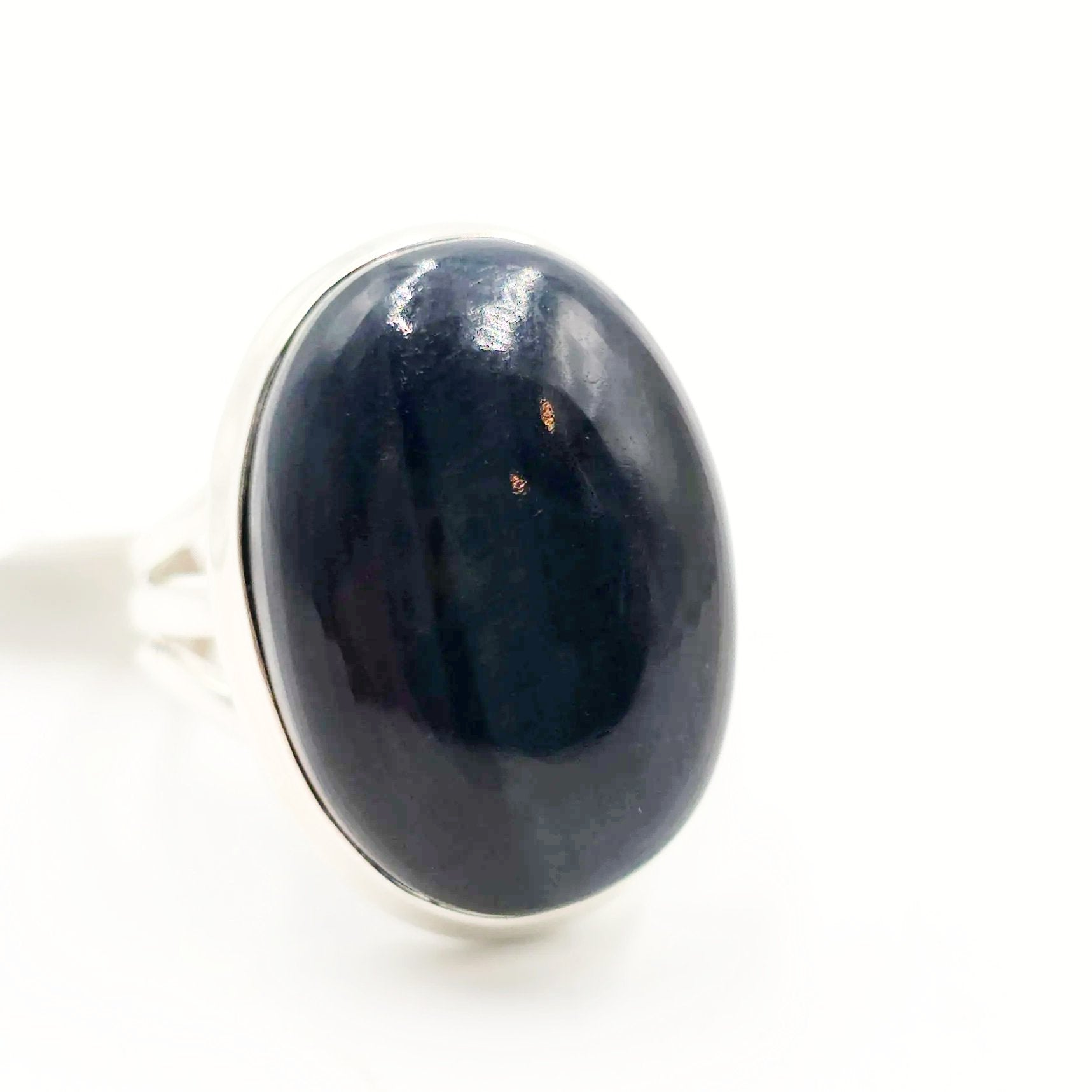 Blue Tiger Eye Ring Sterling Silver Size 7 Solitaire - Elevated Metaphysical