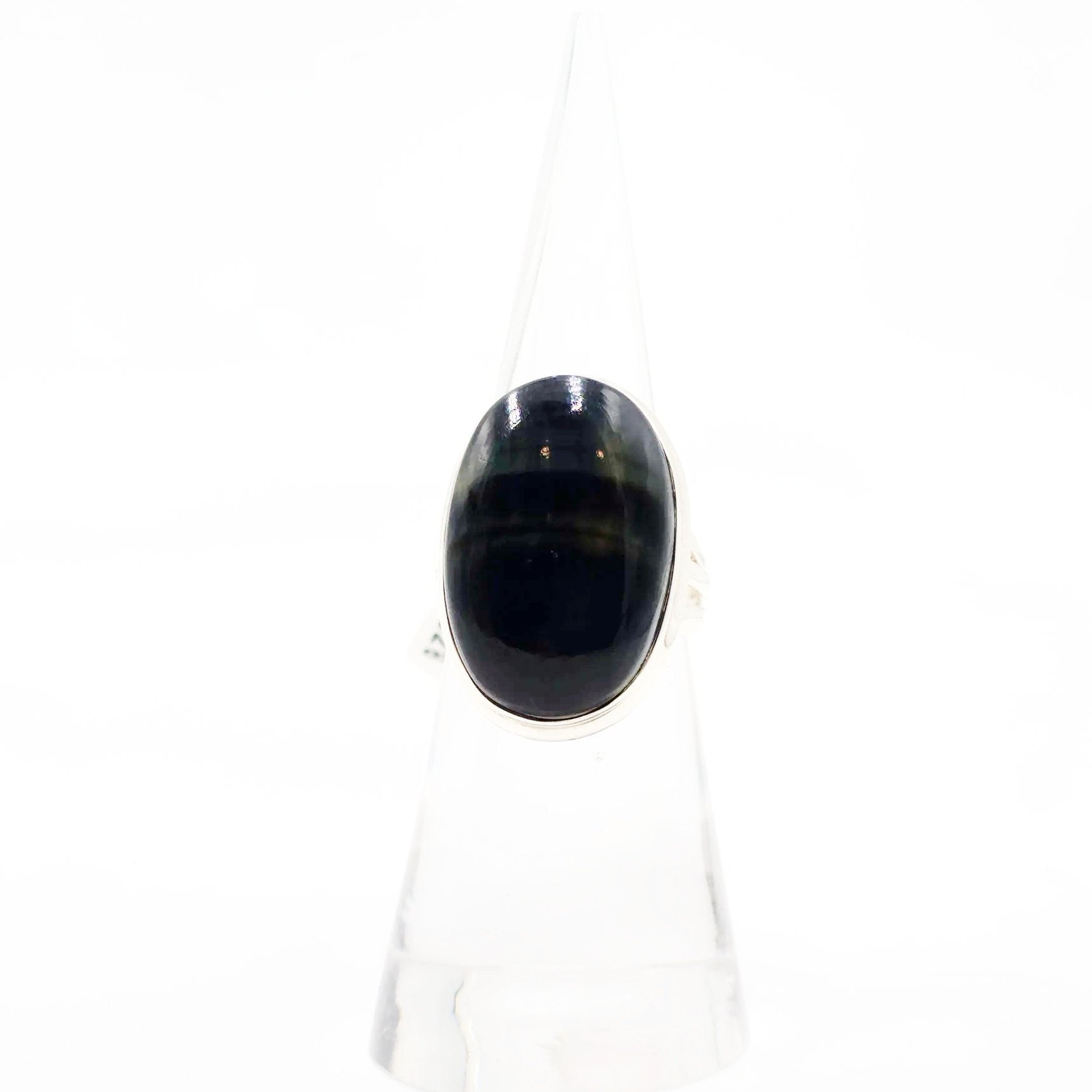 Blue Tiger Eye Ring Sterling Silver Size 6 Solitaire - Elevated Metaphysical