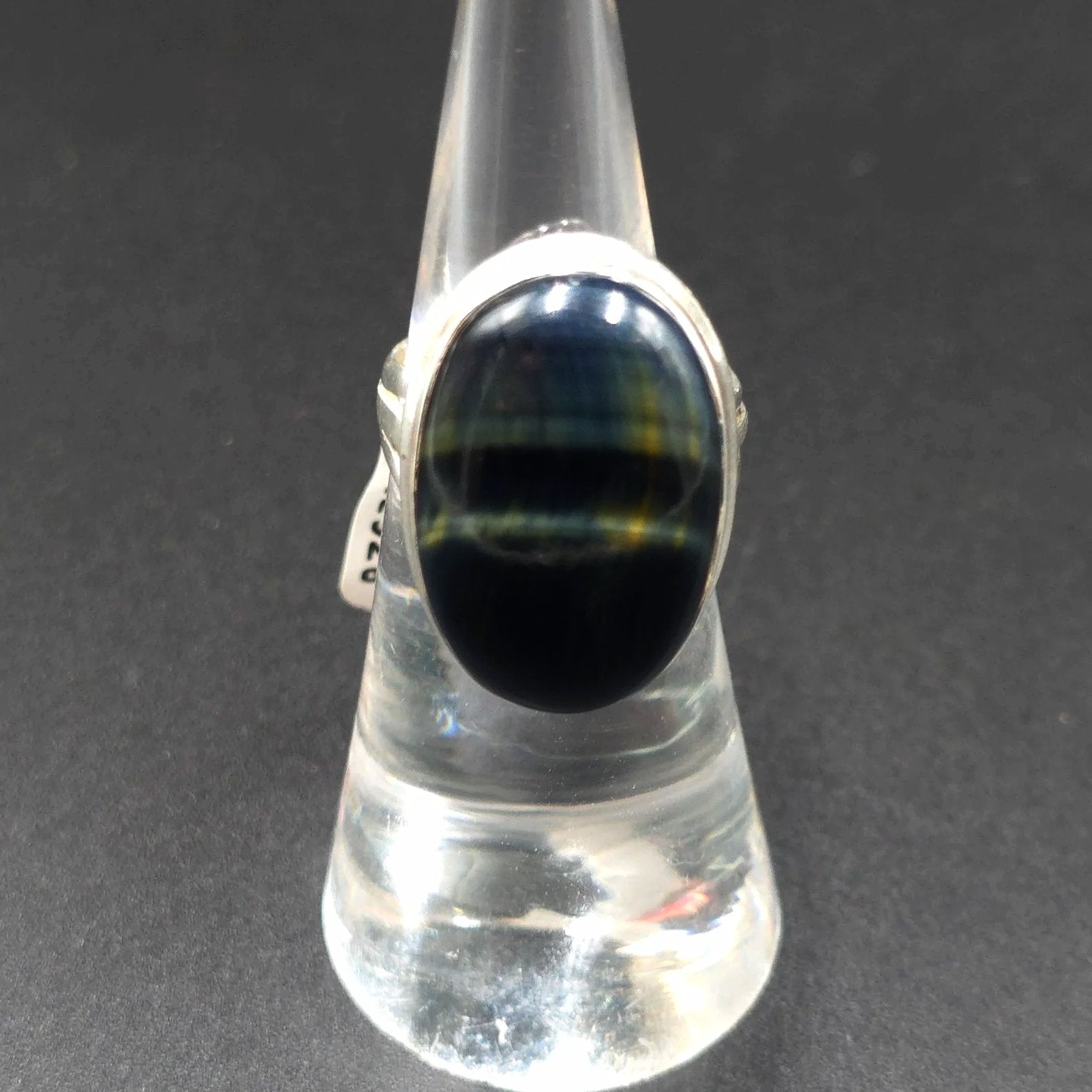 Blue Tiger Eye Ring Sterling Silver Size 6 Solitaire - Elevated Metaphysical