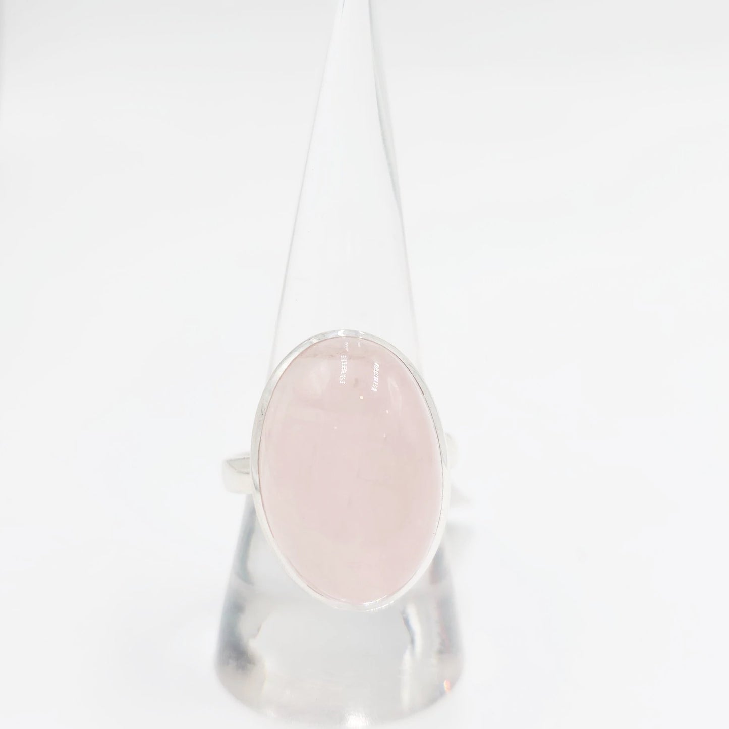 Rose Quartz Ring Sterling Silver Large Size 11