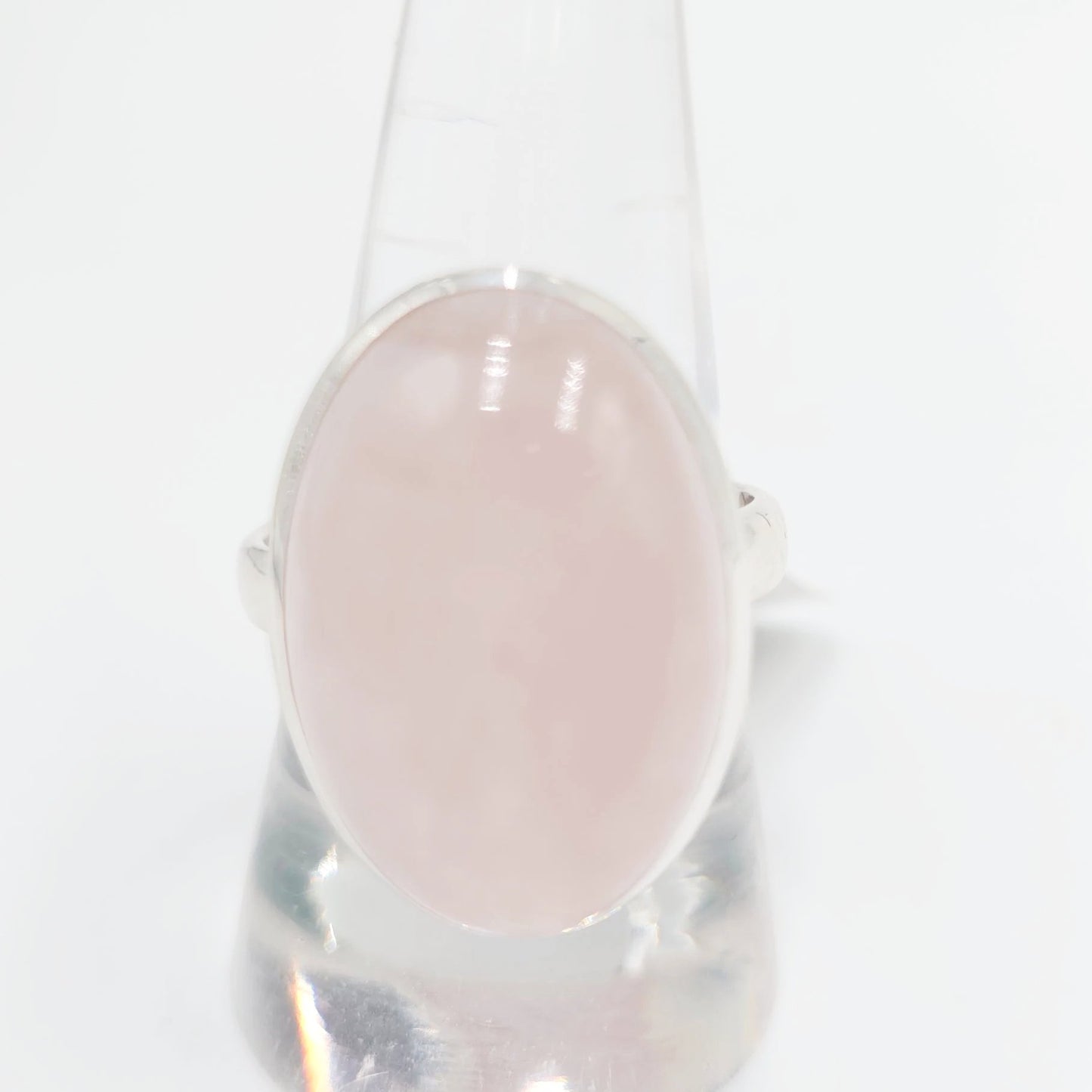 Rose Quartz Ring Sterling Silver Large Size 11