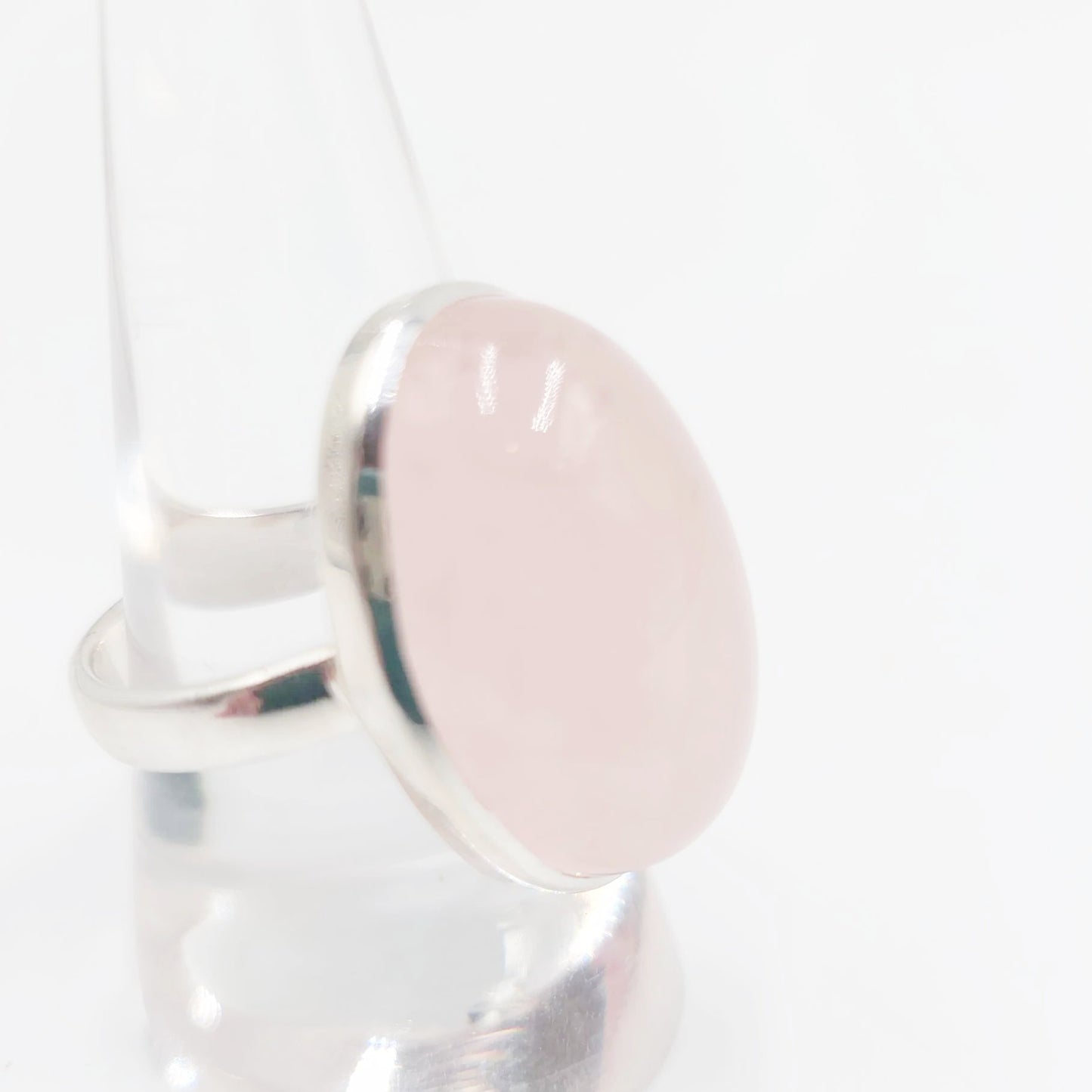 Rose Quartz Ring Sterling Silver Large Size 11