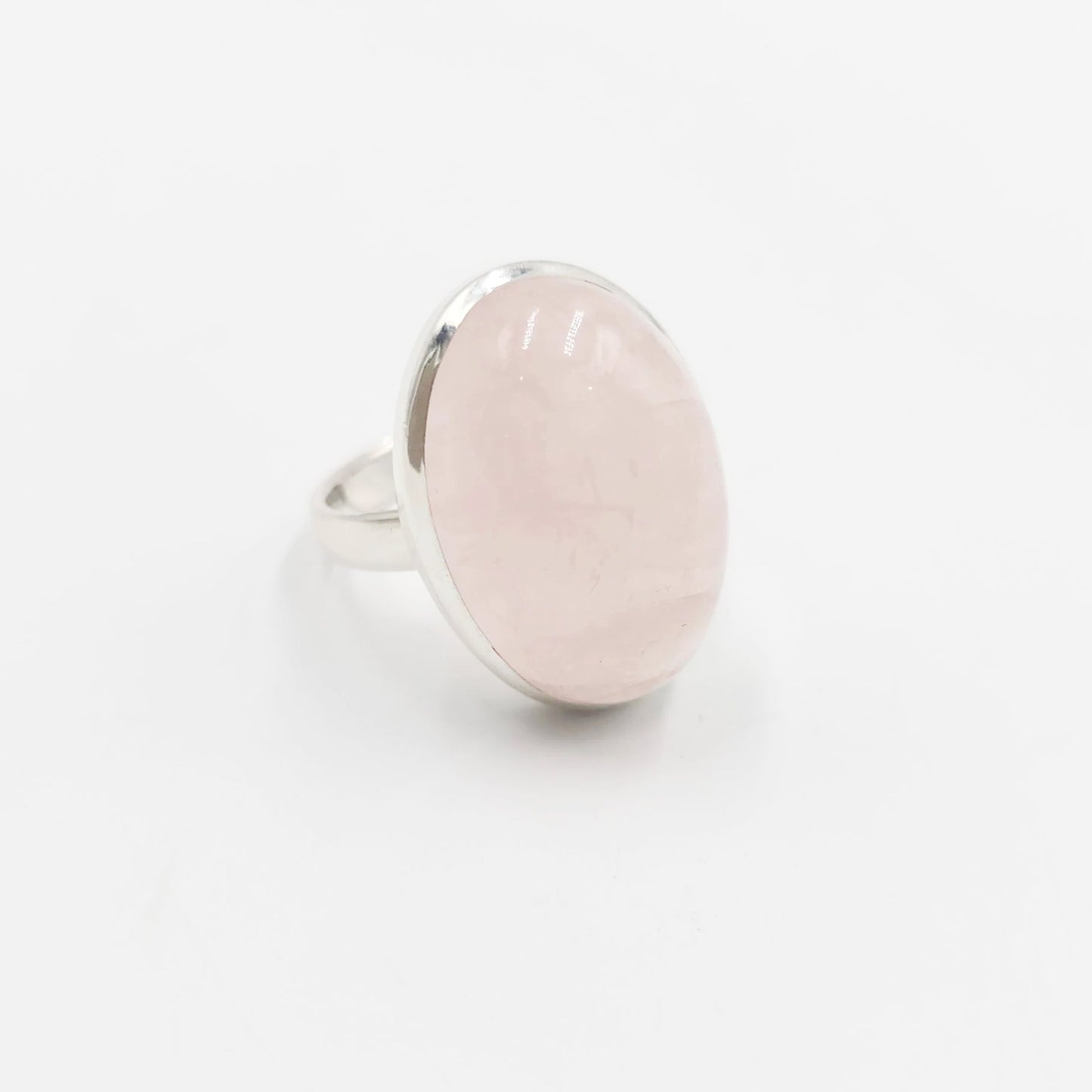 Rose Quartz Ring Sterling Silver Large Size 11