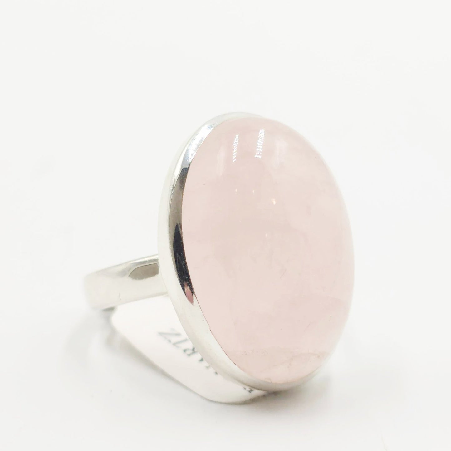 Rose Quartz Ring Sterling Silver Large Size 11