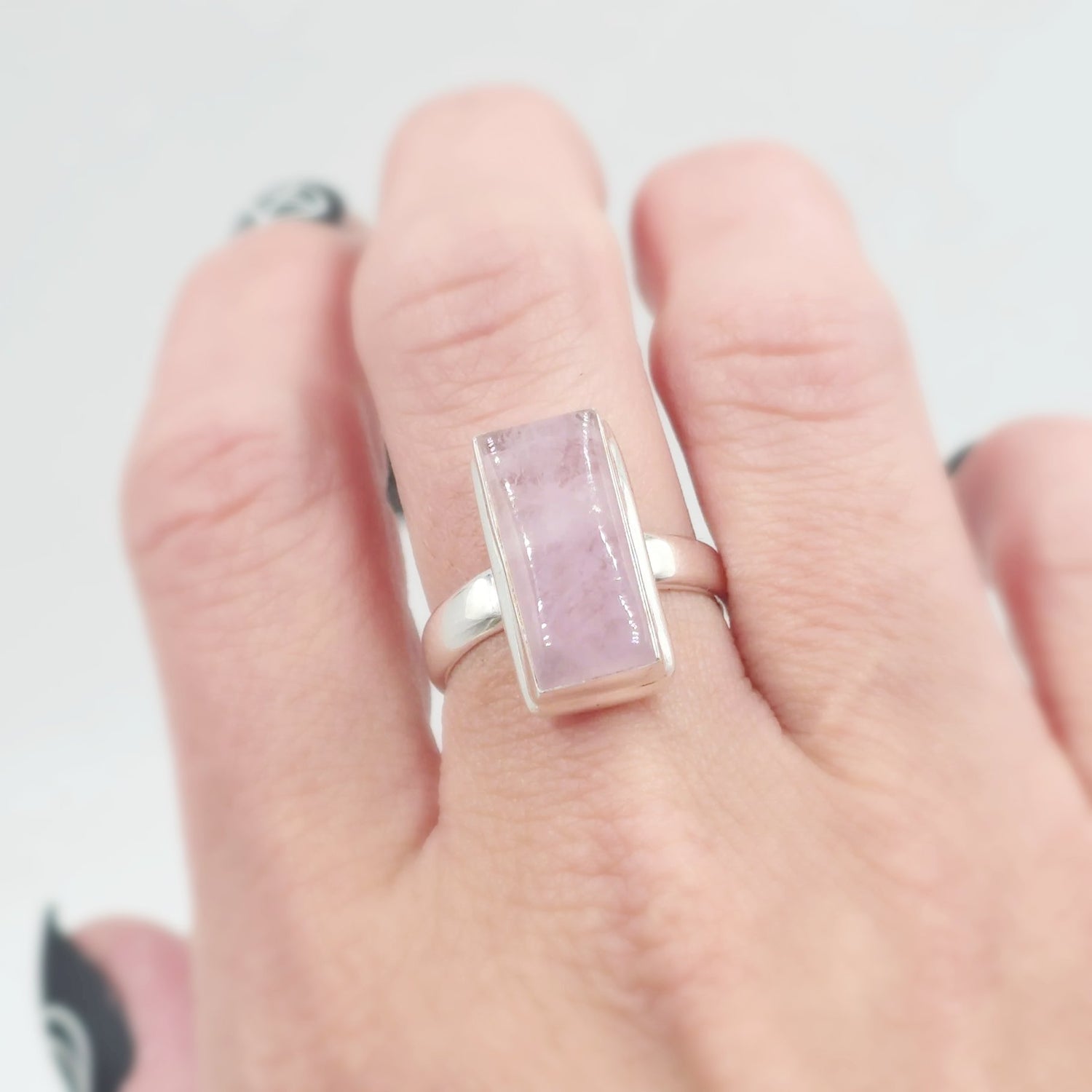 Kunzite Ring Sterling Silver Size 8 - Elevated Metaphysical