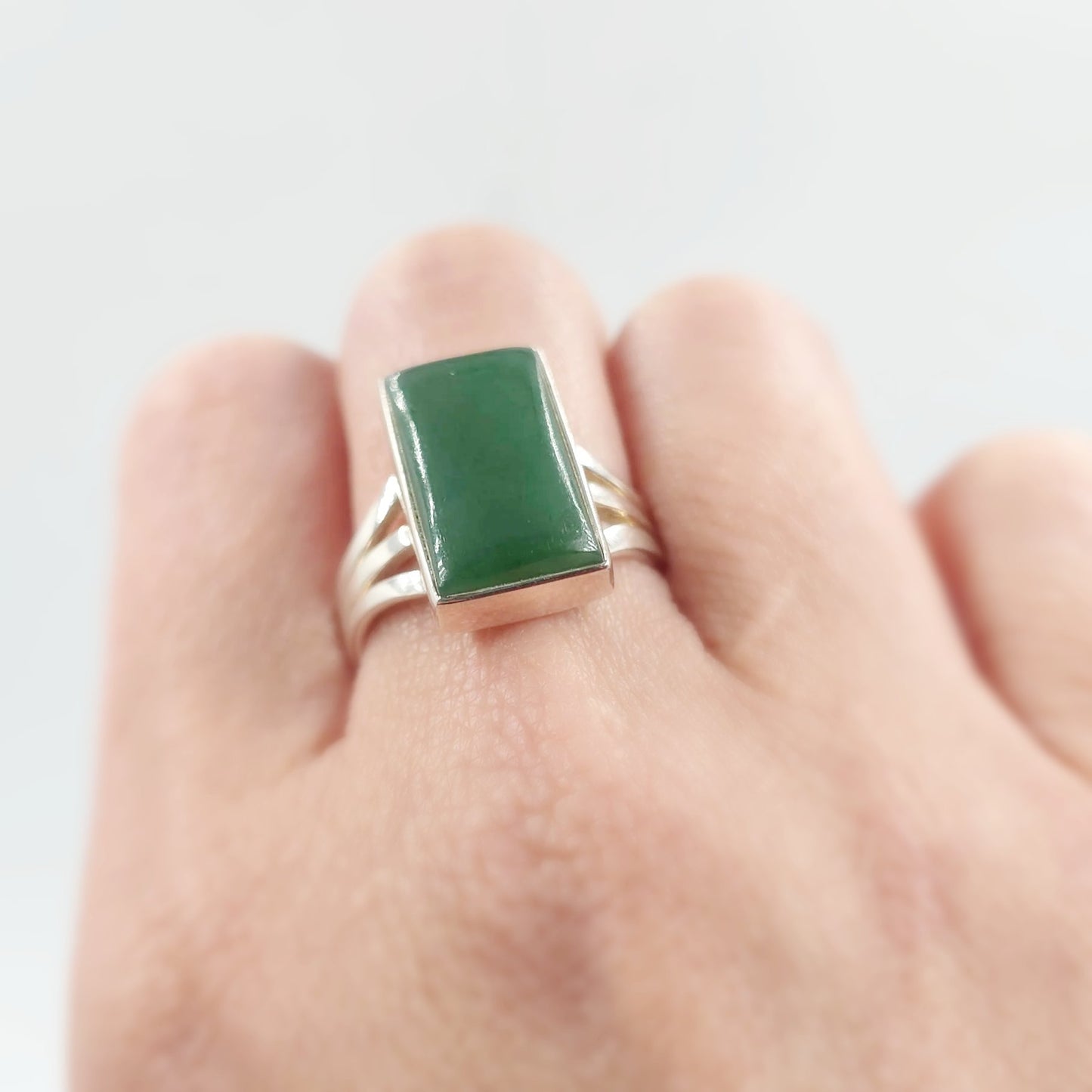 Green Aventurine Ring Sterling Silver Band Size 9 - Elevated Metaphysical