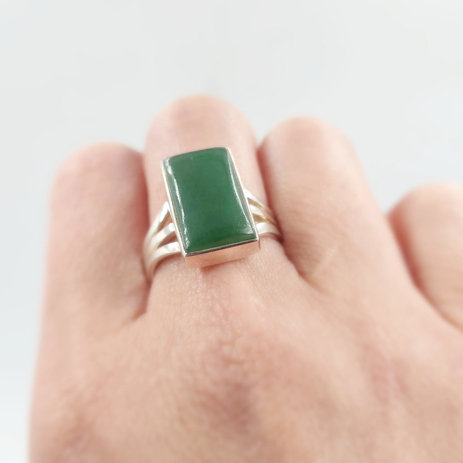 Green Aventurine Ring Sterling Silver Band Size 9 - Elevated Metaphysical