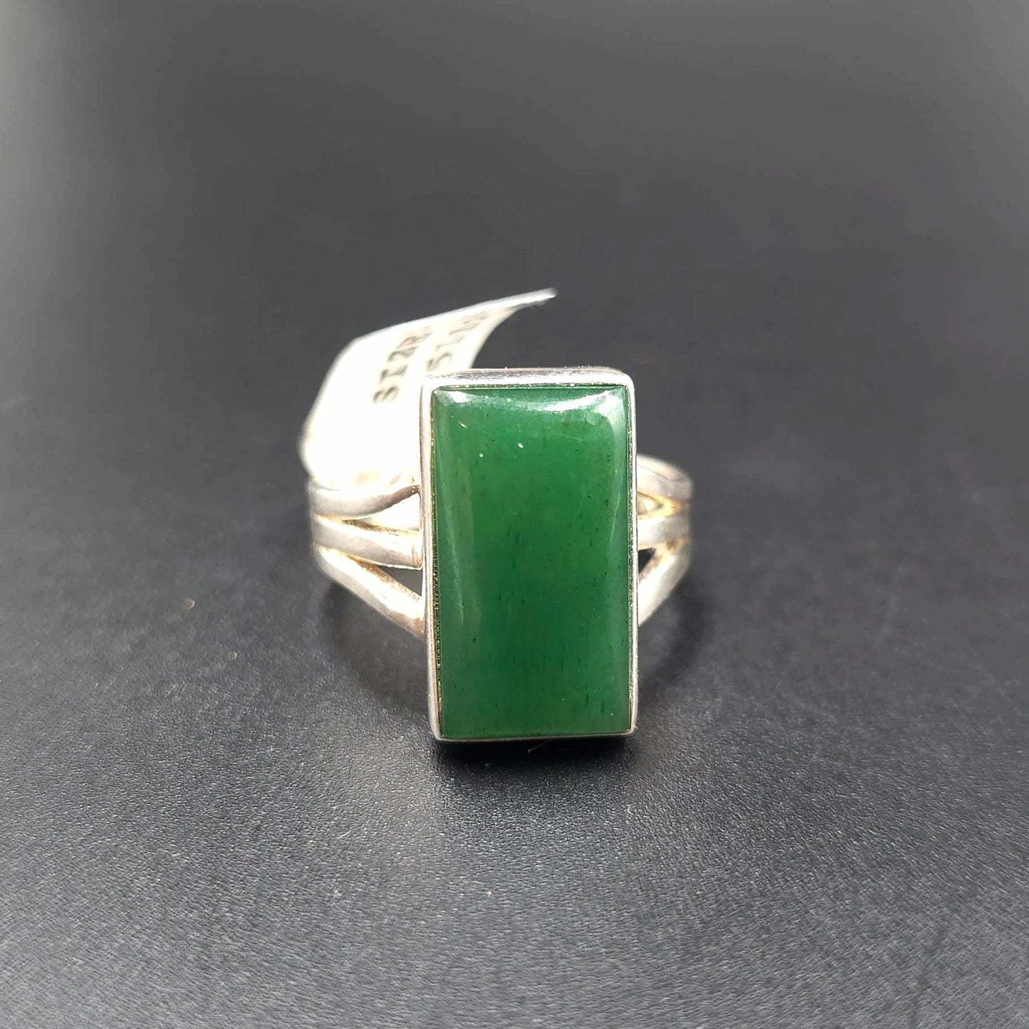 Green Aventurine Ring Sterling Silver Band Size 9 - Elevated Metaphysical