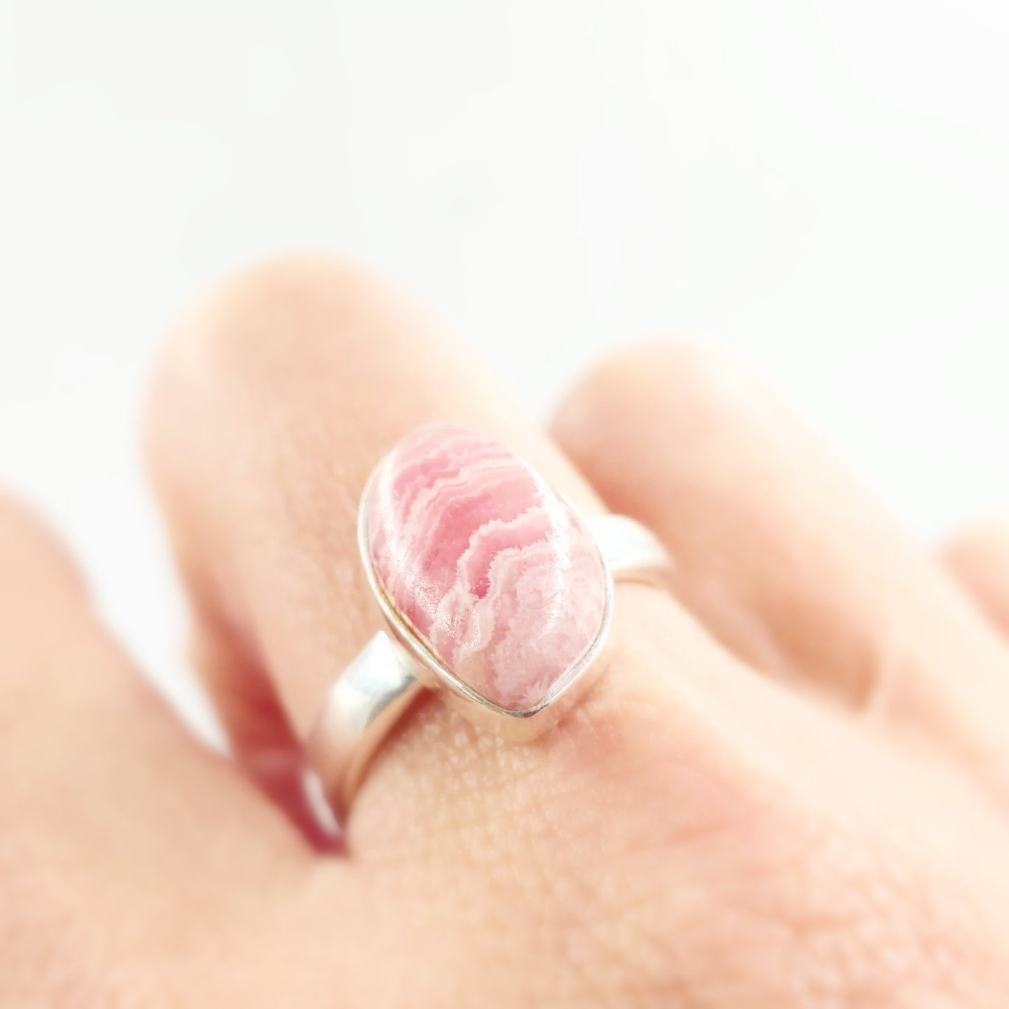 Rhodochrosite Free Form Ring Sterling Silver Size 9 - Elevated Metaphysical