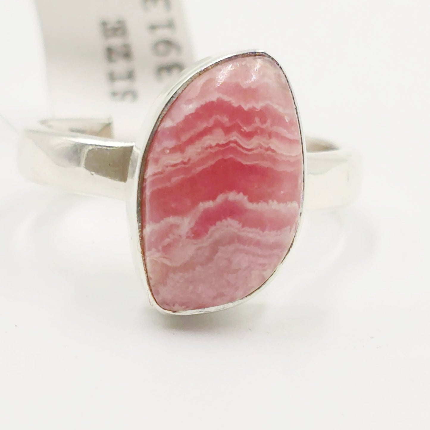 Rhodochrosite Free Form Ring Sterling Silver Size 9 - Elevated Metaphysical